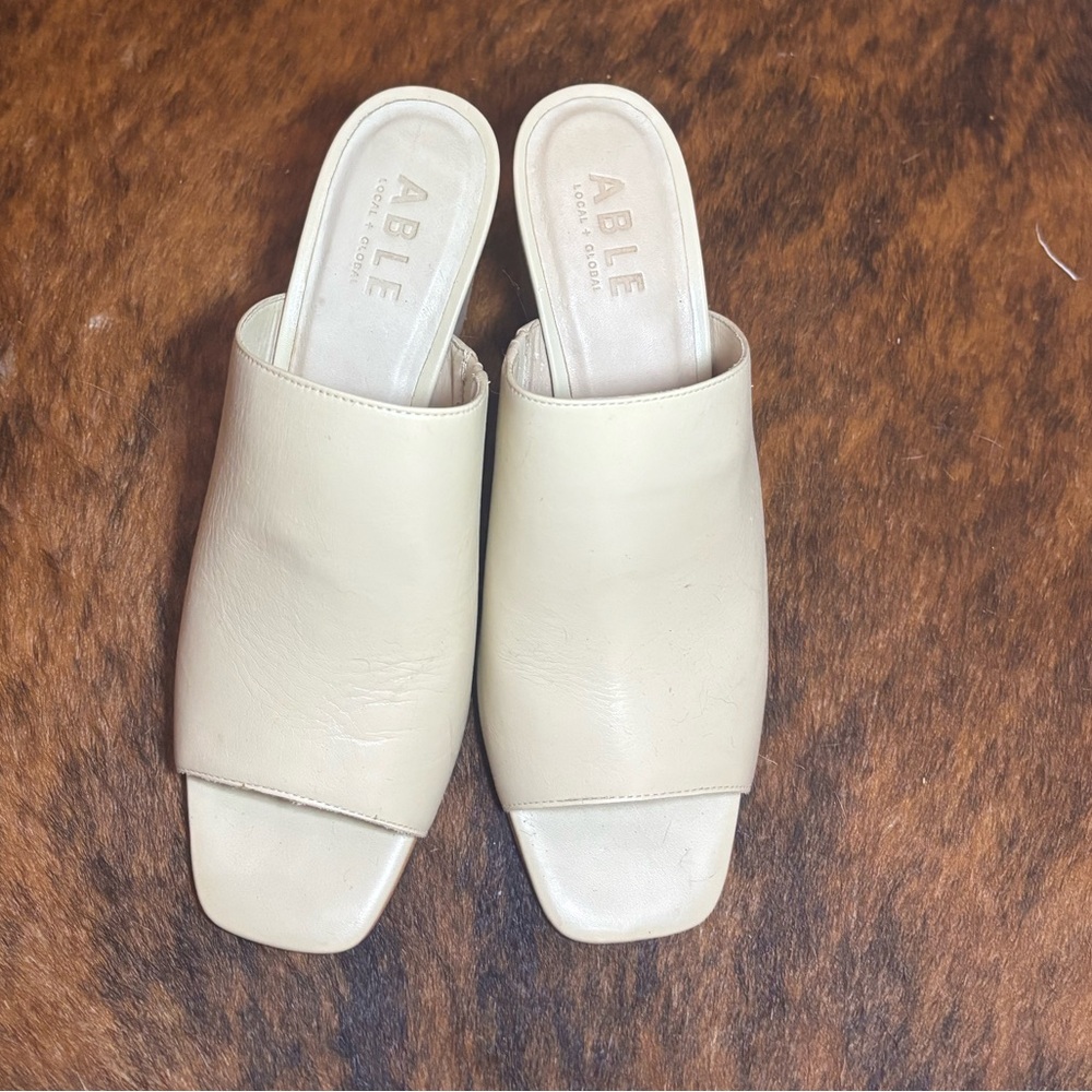 Able Cream Slide Sandals